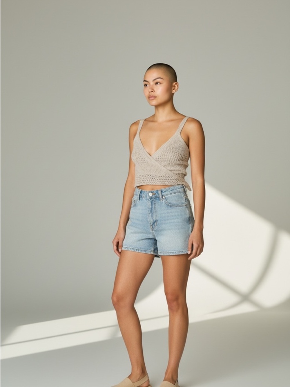 Surf Gypsy Cream Knit Wrap Crop Top - Picture 4 of 7